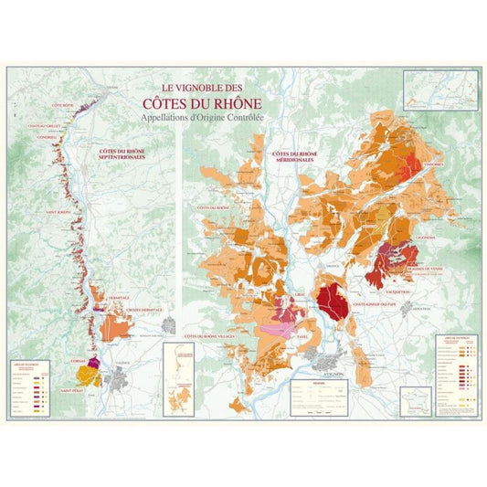 Carte des Vignobles des Côtes du Rhône