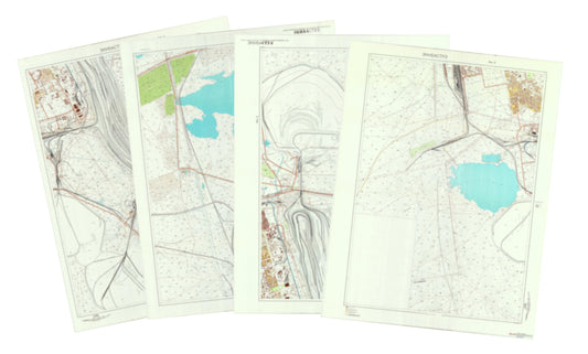 Ekibastuz (Kazakhstan) Geodesy & Cartography Agency Edition 4-Sheet Map Set - Soviet Military City Plans