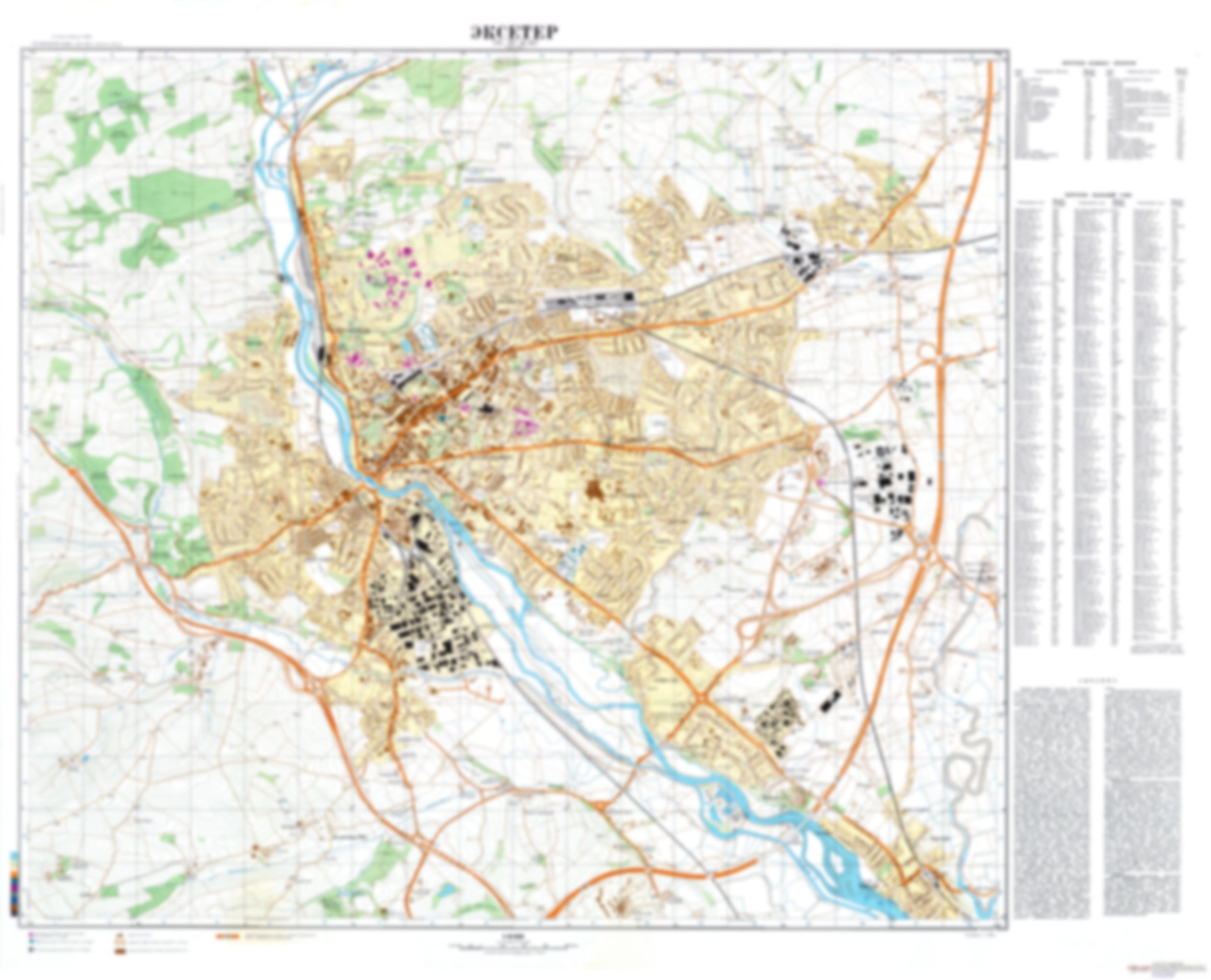 Exeter (UK) - Soviet Military City Plans – Longitude Maps