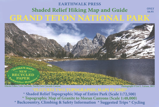 Grand Teton National Park, Wyoming Shaded Relief Hiking Map and Guide