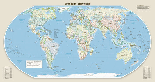 Equal Earth Political Wall Map - Florence Meridian - Dutch - Premium Photo Paper