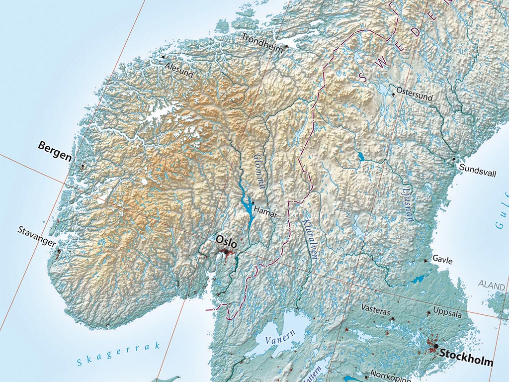 Europe Elevation Tints Fine Art Print Map