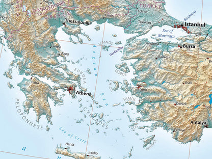 Europe Elevation Tints Fine Art Print Map