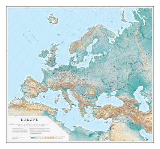 Europe Elevation Tints Fine Art Print Map