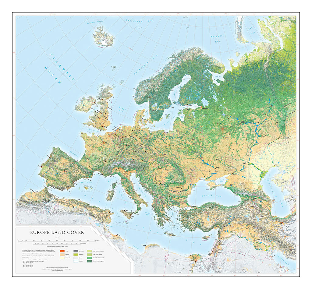 Europe Land Cover Fine Art Print Map