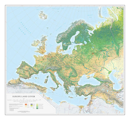 Europe Land Cover Fine Art Print Map