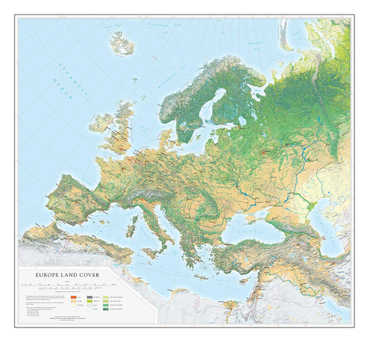Europe Land Cover Fine Art Print Map