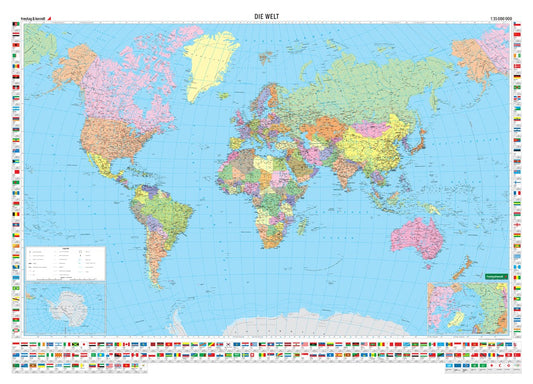 Welt Politisch, Weltkarte 1:35.000.000, Deutsche Ausgabe = World political, World map 1:35,000,000, German edition