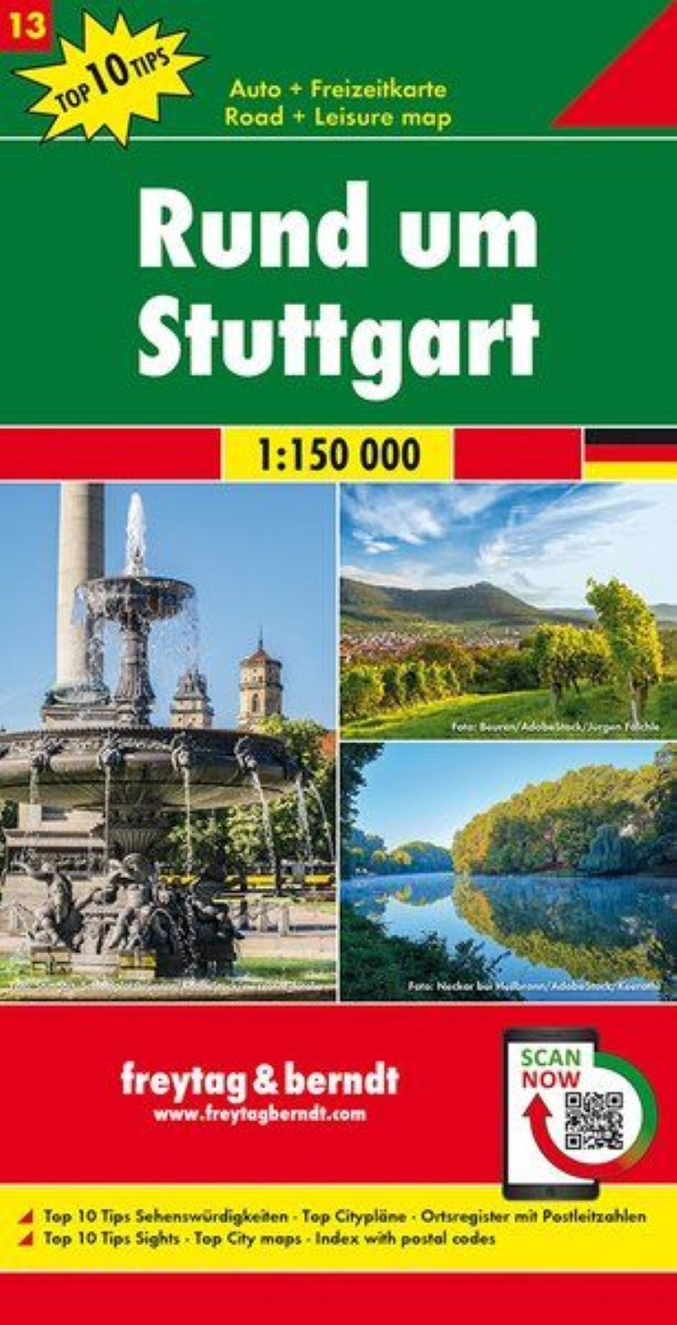 Greater Stuttgart, road map 1:150,000, top 10 tips, sheet 13