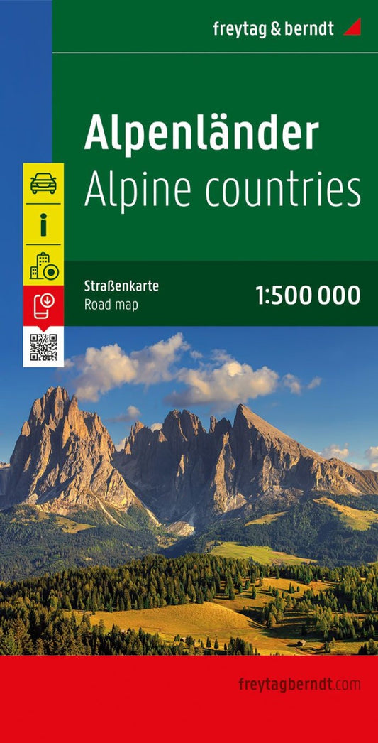 Alpine countries, street map 1:500,000
