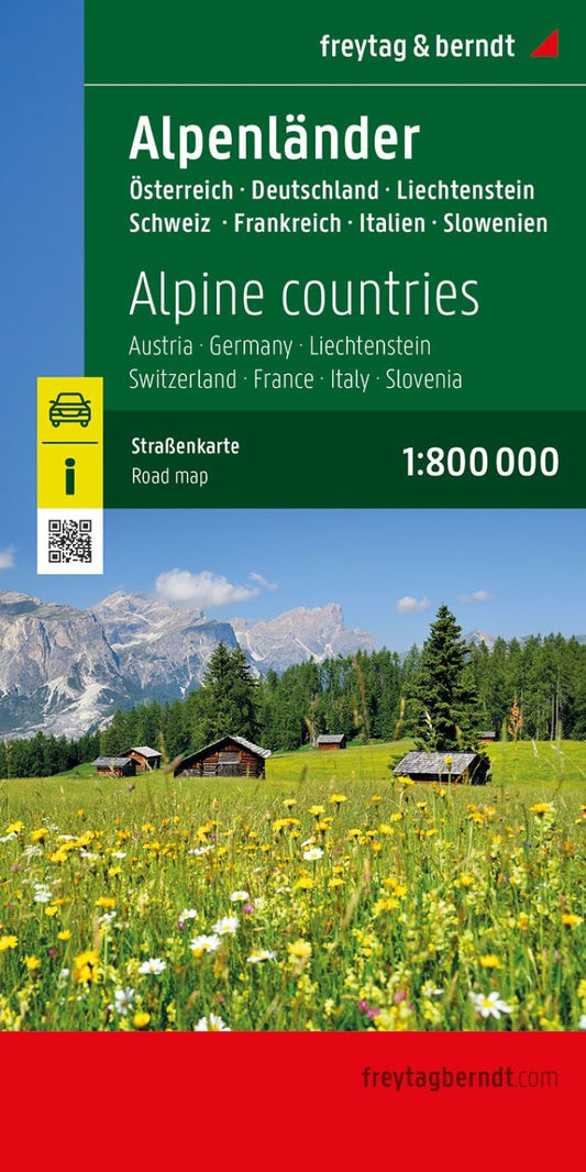 Alpine countries, road map 1:800,000