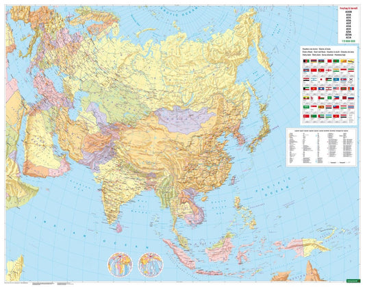 Asien, Wandkarte 1:9 000,000., Poster, freytag & berndt = Asia, wall map 1:9 000,000, wall map