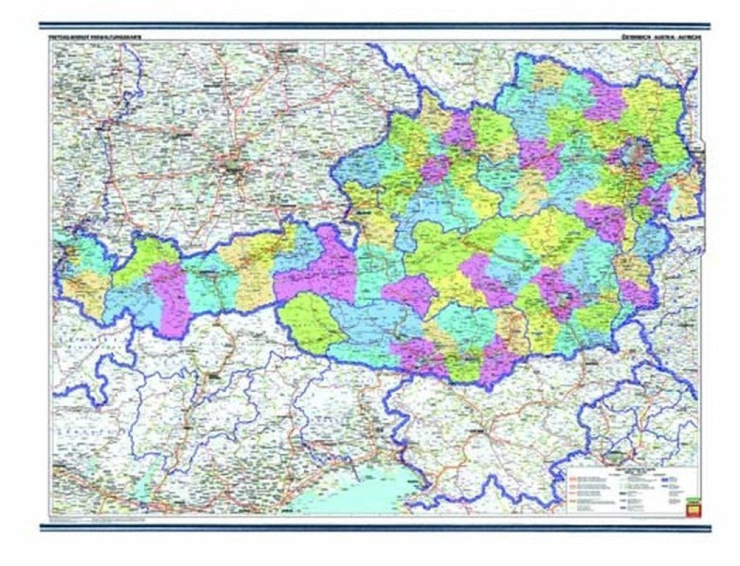 Österreich Verwaltung, 1:500.000, Poster metallbestäbt = Austria administrative, 1:500,000, wall map metal bars wall map