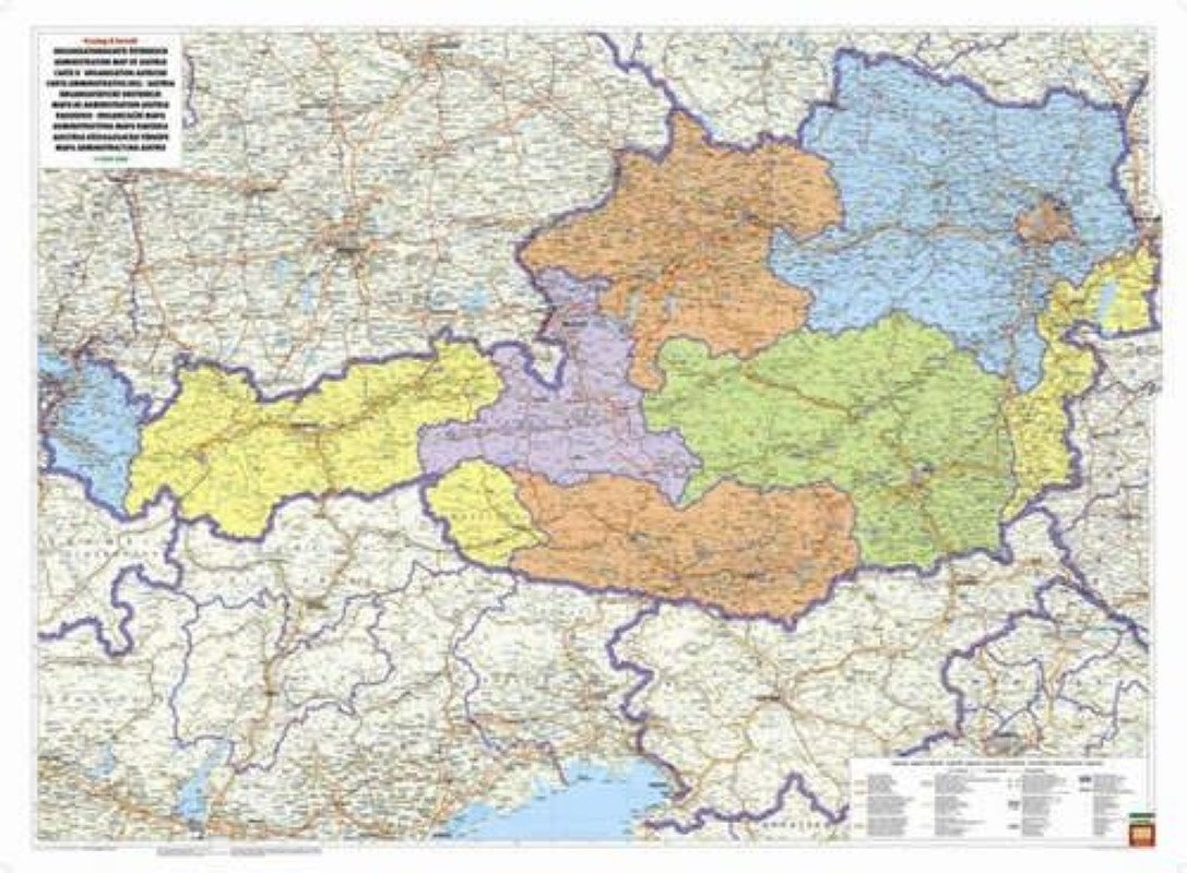 Österreich Organisation, 1:500.000, Poster metallbestäbt = Austria organization, 1:500,000, wall map metal bars wall map