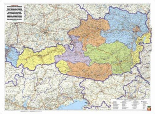 Österreich Organisation, 1:500.000, Poster metallbestäbt = Austria organization, 1:500,000, wall map metal bars wall map