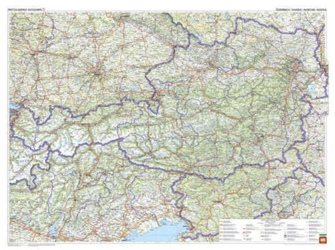 Österreich physisch, 1:500.000, Poster metallbestäbt = Austria physical, 1:500,000, wall map metal bars