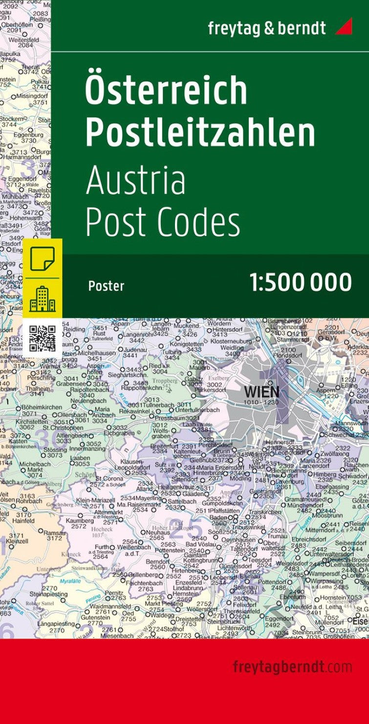 Österreich Postleitzahlen, 1:500.000 = Austria postcodes, 1:500,000