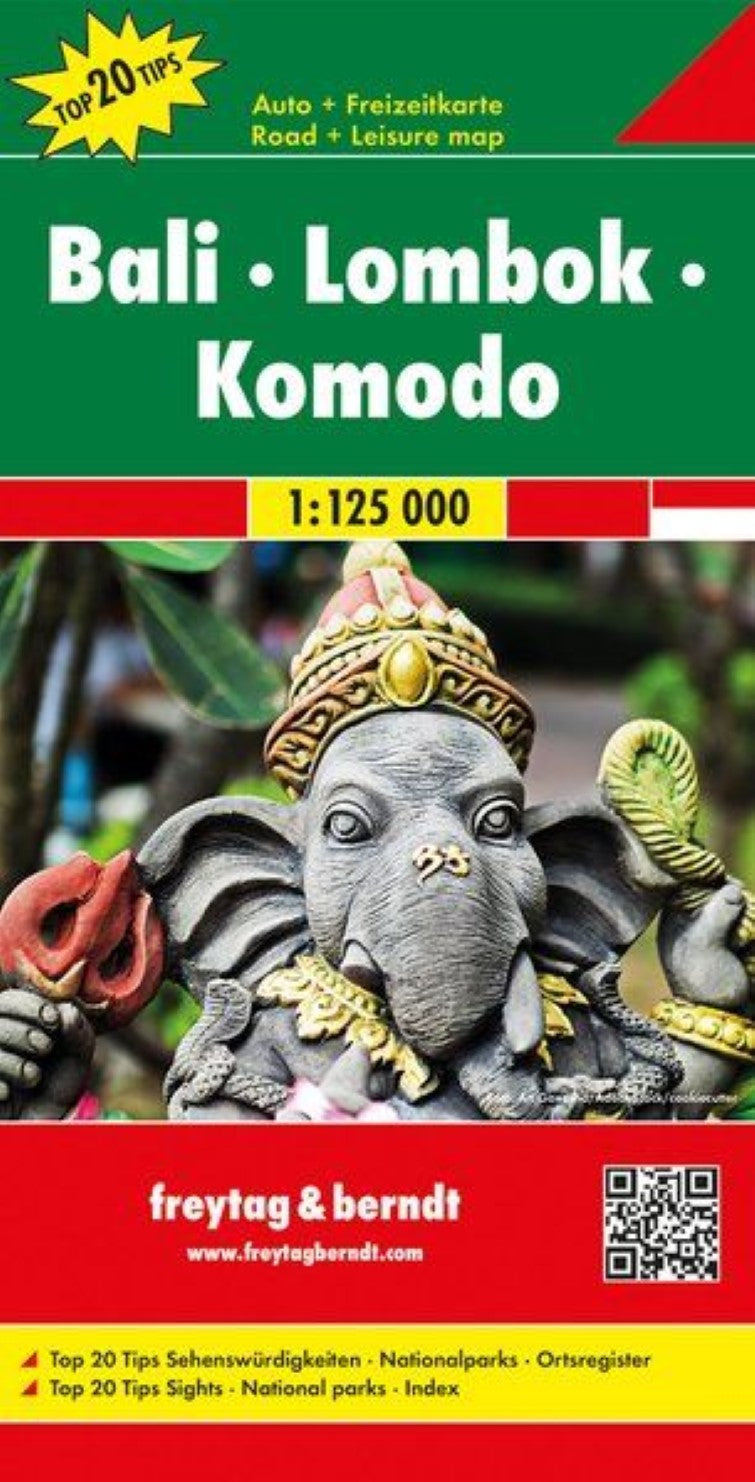 Bali - Lombok - Komodo, road map 1:125,000, Top 20 Tips