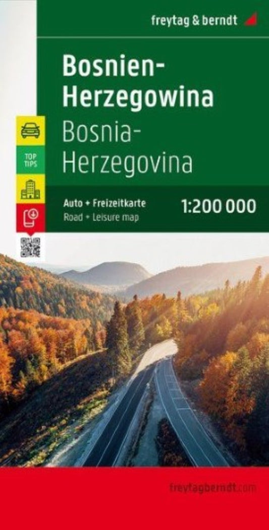 Bosnia-Herzegovina, road map 1:200,000, top 10 tips