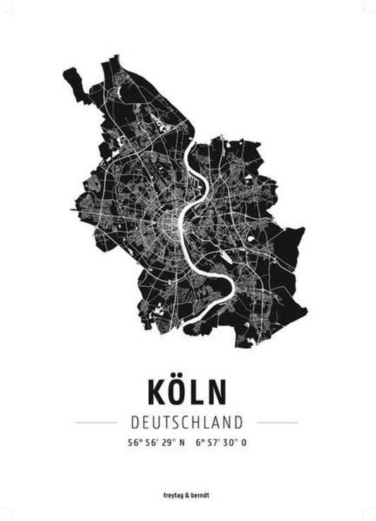 Köln, Designposter, Hochglanz-Fotopapier = Cologne, wall map, high-gloss photo paper