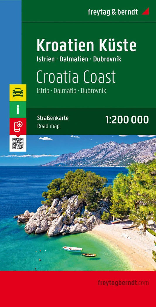 Croatia coast, Istria - Dalmatia - Dubrovnik, road map 1:200,000