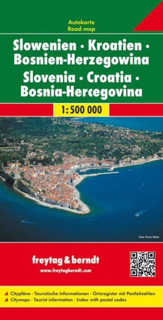 Slovenia - Croatia - Bosnia -Herzegovina, road map 1:500,000
