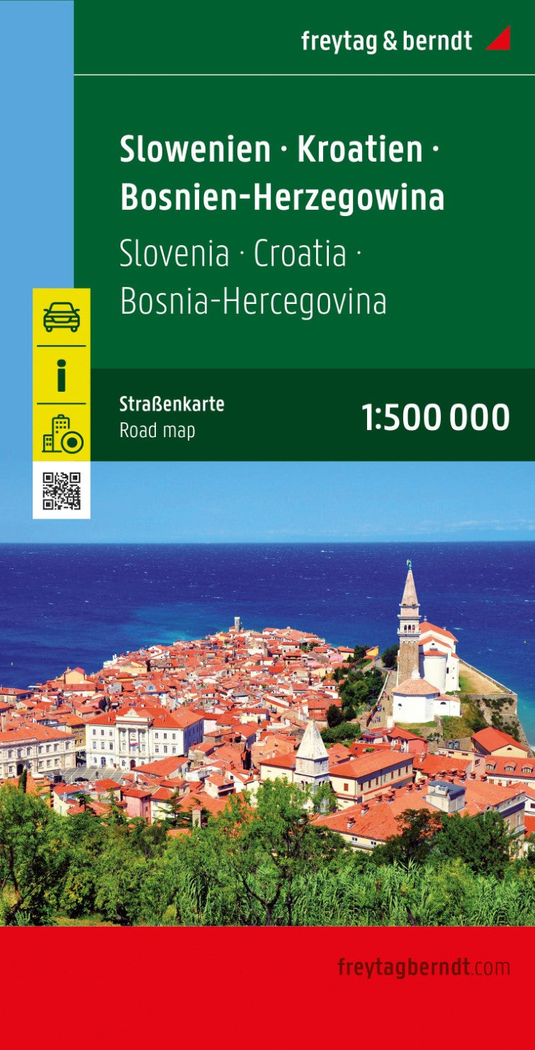 Slovenia - Croatia - Bosnia -Herzegovina, road map 1:500,000