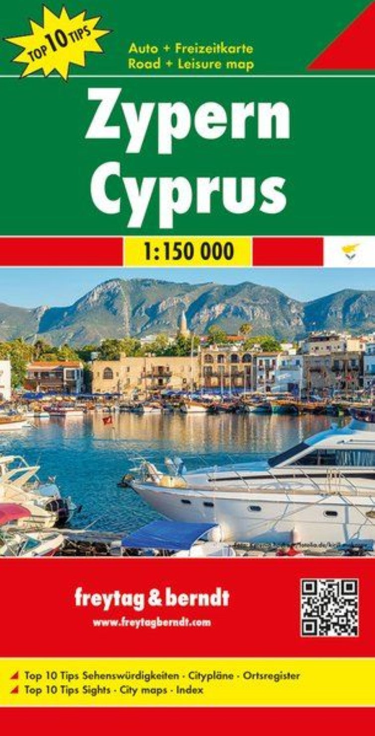 Cyprus, road map 1:150,000, top 10 tips