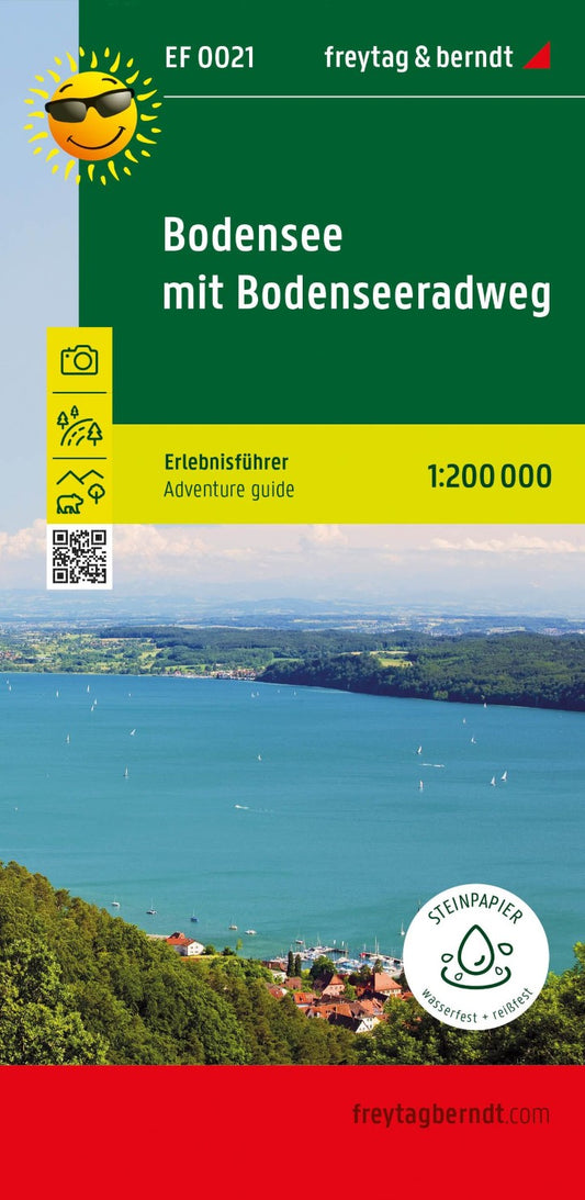 Bodensee mit Bodensee-Radweg, Erlebnisführer 1:200.000, freytag & berndt, EF 0021 = Lake Constance with Lake Constance cycle path, adventure guide 1:200,000 EF 0021