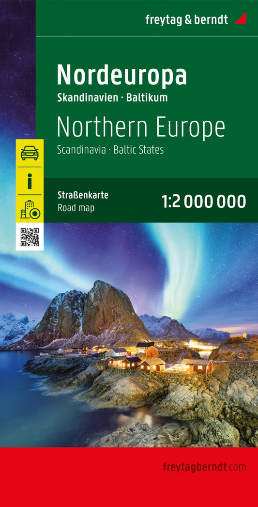 Northern Europe, street map 1:2,000,000