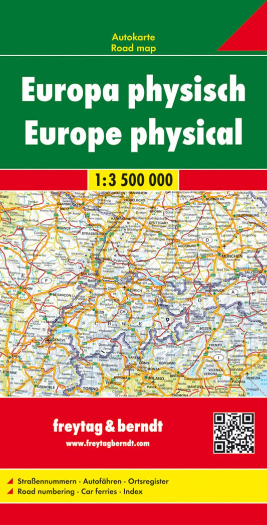 Europe physical, road map 1:3.500,000