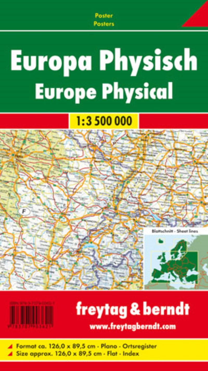 Europa physisch, 1:3,500,000., Poster = Europe physical, 1:3.500,000, wall map