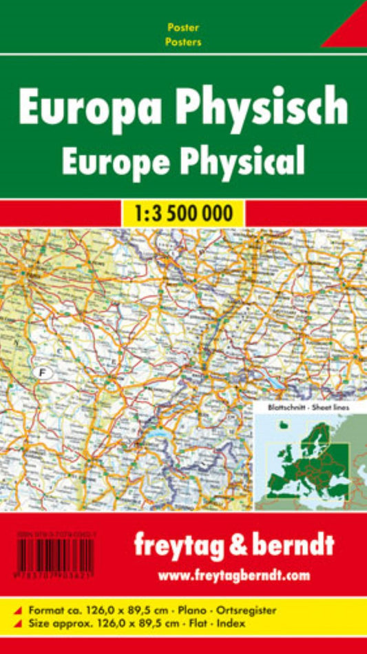 Europa physisch, 1:3,500,000., Poster = Europe physical, 1:3.500,000, wall map