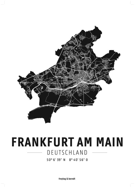 Frankfurt am Main, Designposter, Hochglanz-Fotopapier = Frankfurt am Main, wall map, high-gloss photo paper