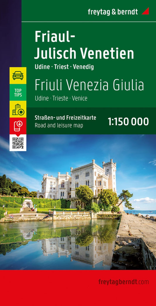 Friuli - Julisch -Venetien - Udine - Trieste - Venice, road map 1:150,000, top 10 tips