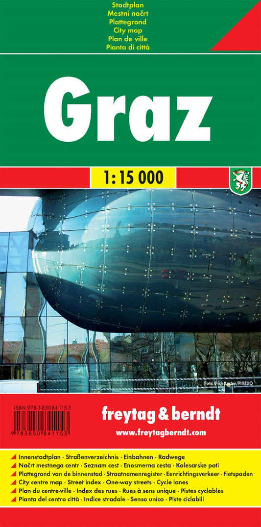Graz, city map 1:15,000, with cycle paths