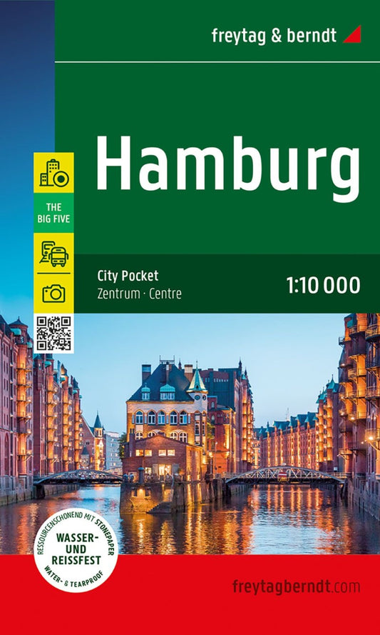 Hamburg, Germany City Pocket map, 1:10,000