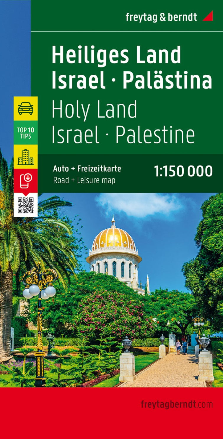 Holy Land - Israel - Palestine, road map 1:150,000, top 10 tips