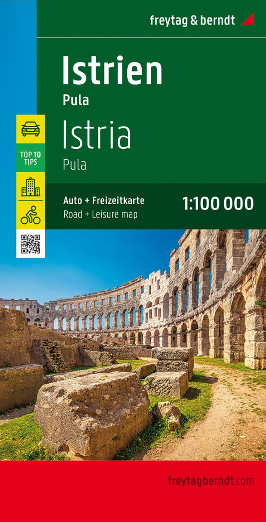 Istria - Pula, road map 1:100,000, top 10 tips