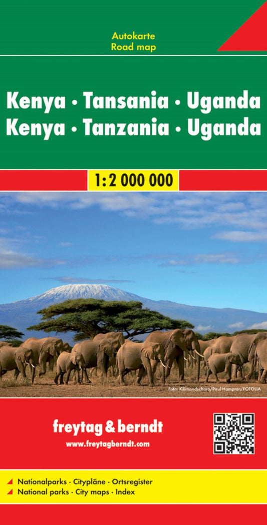 Kenya - Tanzania - Uganda - Rwanda, road map 1:2.000.000