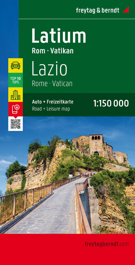 Latium - Rome - Vatican, road map 1:150,000, top 10 tips