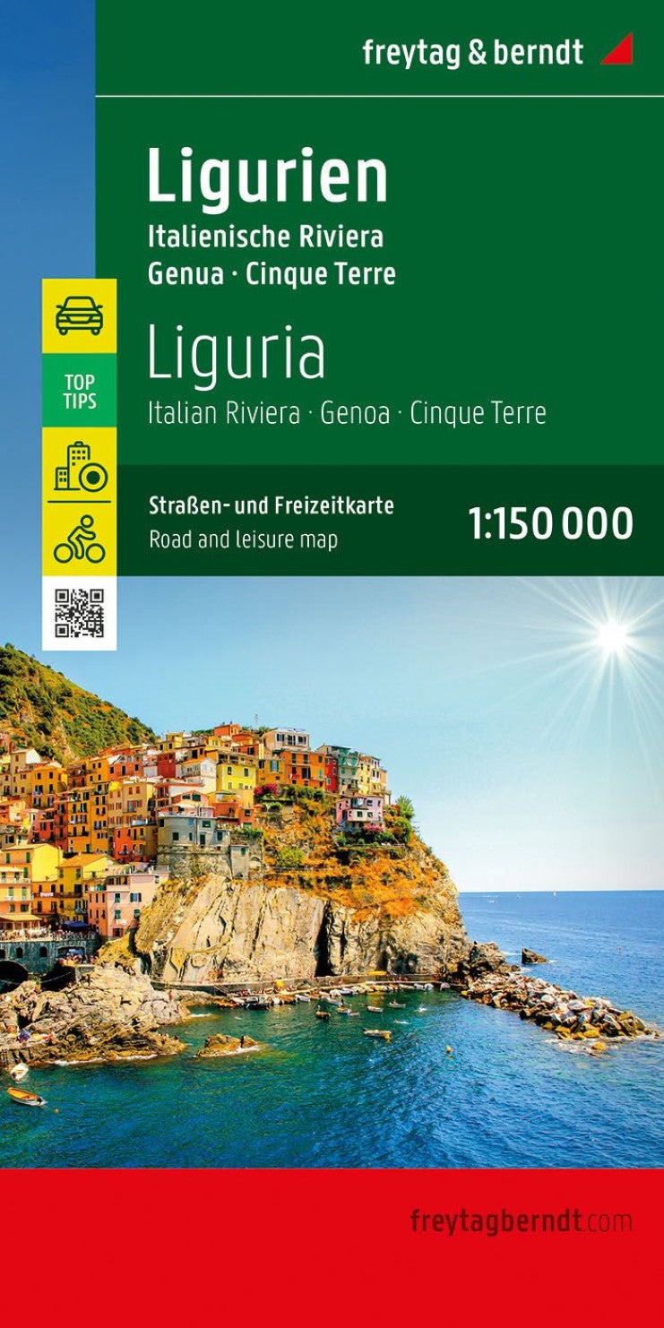 Liguria - Italian Riviera - Genoa, road map 1:150,000, top 10 tips