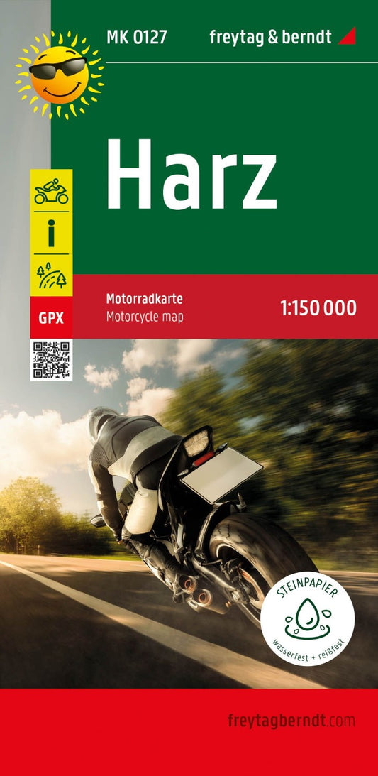 Harz, Motorradkarte 1:150.000, freytag & berndt = Harz, motorcycle map 1:150,000