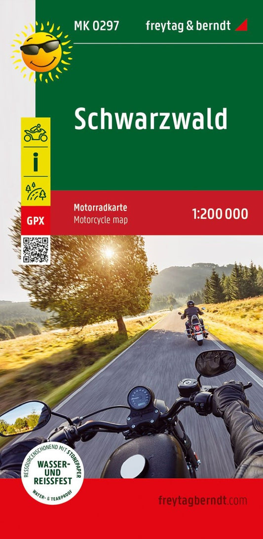 Schwarzwald, Motorradkarte 1:200.000, freytag & berndt = Black Forest, motorcycle map 1:200,000