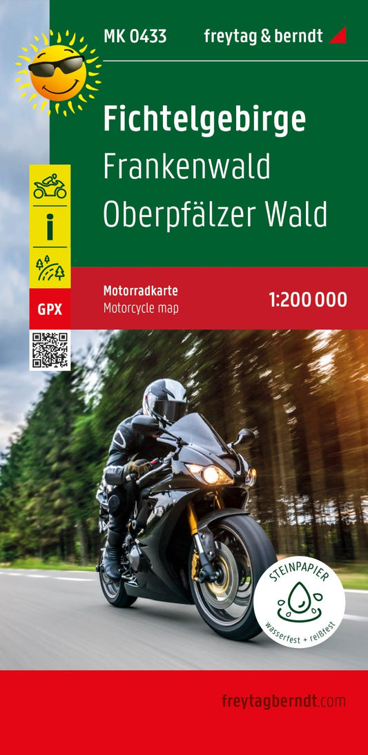 Fichtelgebirge, Motorradkarte 1:200.000, freytag & berndt = Fichtelgebirge, motorcycle map 1:200,000