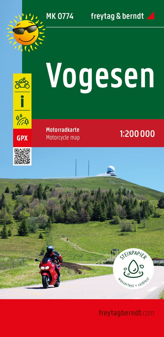 Vogesen, Motorradkarte 1:200.000, freytag & berndt = Vosges, motorcycle map 1:200,000