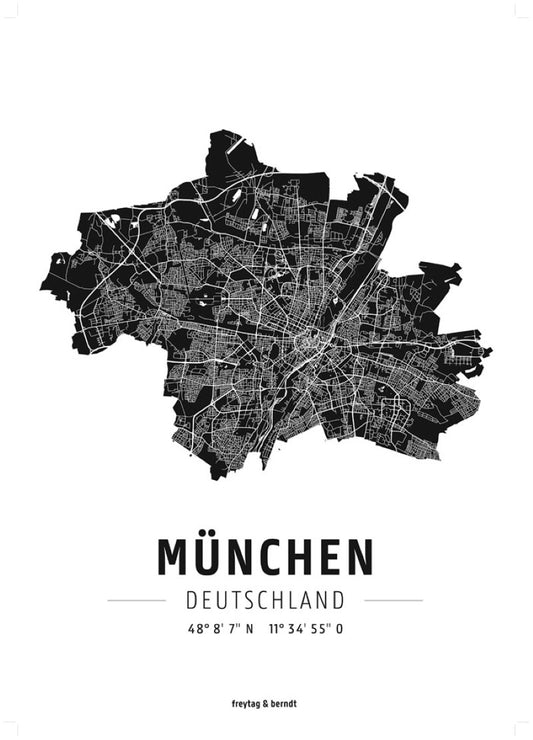 München, Designposter, Hochglanz-Fotopapier = Munich, wall map, high-gloss photo paper
