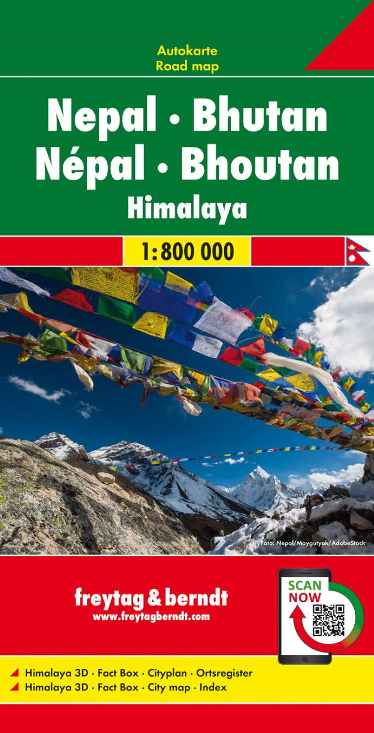 Nepal - Bhutan, road map 1:800,000