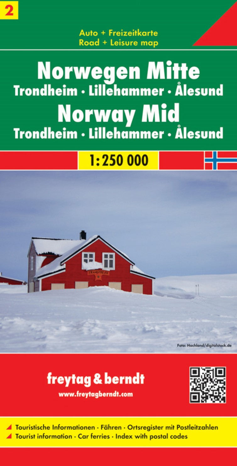 Norway Mid - Trondheim - Lillehammer - Alesund, road map 1:250,000