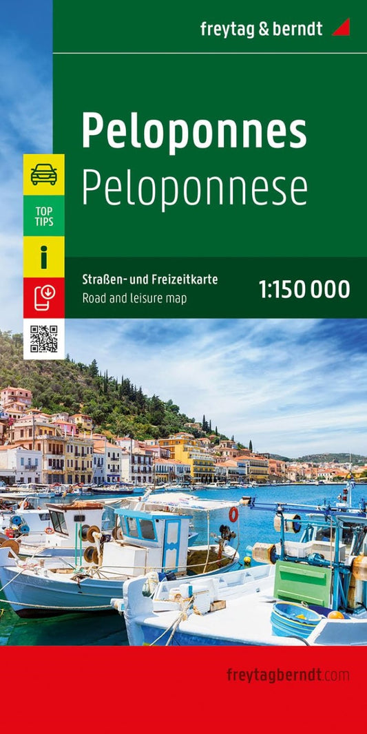Peloponnesos, Greece Road + Leisure Map